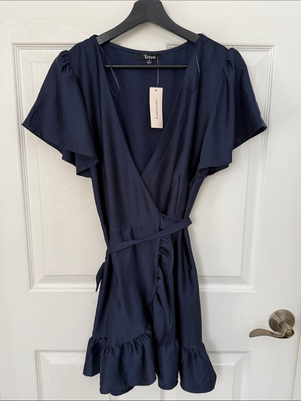 Francesca’s Collection women’s Navy Blue Wrap mini Dress